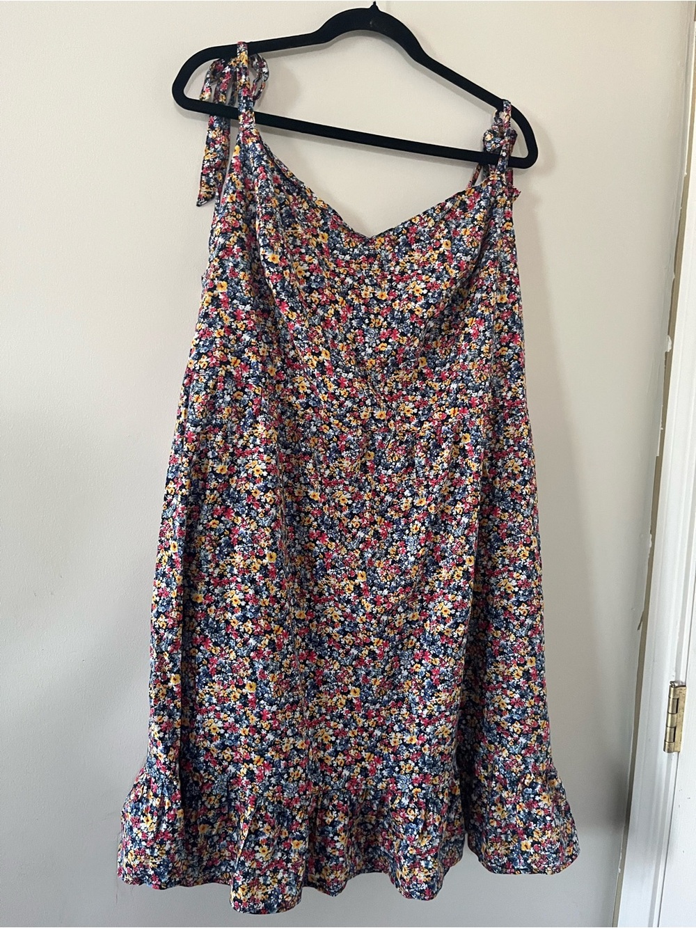 Old Navy Blue Red Floral Cami Mini Dress 4X Cottagecore Summer Sundress Beach